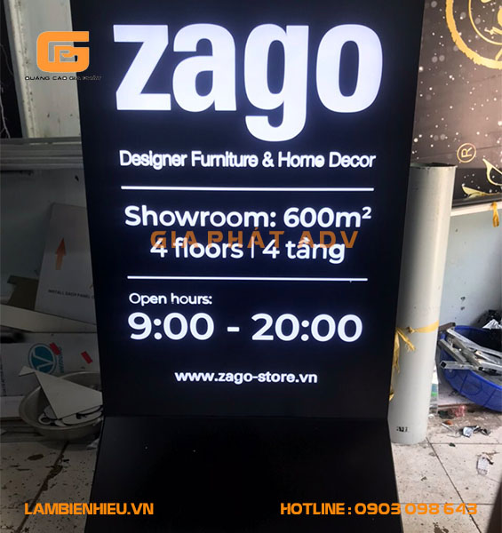 Biển hiệu showroom Zago