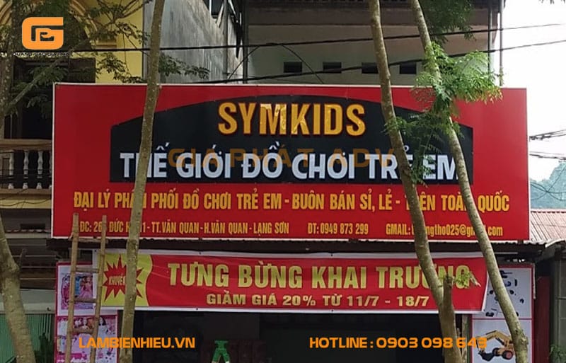 Biển hiệu quảng cáo đồ chơi trẻ em SymKids